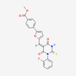 molecular formula C23H15FN2O5S B3693040 methyl 4-(5-{(E)-[1-(2-fluorophenyl)-4,6-dioxo-2-thioxotetrahydropyrimidin-5(2H)-ylidene]methyl}furan-2-yl)benzoate 
