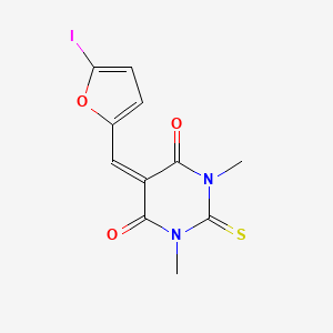 molecular formula C11H9IN2O3S B3693089 5-[(5-iodo-2-furyl)methylene]-1,3-dimethyl-2-thioxodihydro-4,6(1H,5H)-pyrimidinedione 