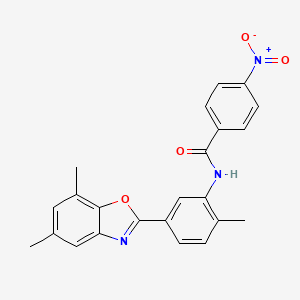 molecular formula C23H19N3O4 B3693114 N-[5-(5,7-dimethyl-1,3-benzoxazol-2-yl)-2-methylphenyl]-4-nitrobenzamide 