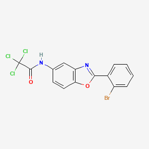 molecular formula C15H8BrCl3N2O2 B3693136 N-[2-(2-bromophenyl)-1,3-benzoxazol-5-yl]-2,2,2-trichloroacetamide 