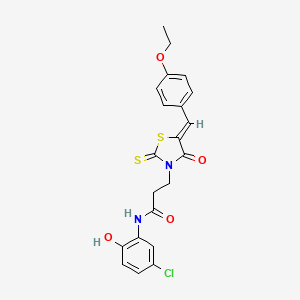 molecular formula C21H19ClN2O4S2 B3693143 N-(5-chloro-2-hydroxyphenyl)-3-[(5Z)-5-[(4-ethoxyphenyl)methylidene]-4-oxo-2-sulfanylidene-1,3-thiazolidin-3-yl]propanamide 