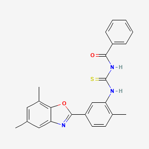 molecular formula C24H21N3O2S B3693160 N-{[5-(5,7-dimethyl-1,3-benzoxazol-2-yl)-2-methylphenyl]carbamothioyl}benzamide 