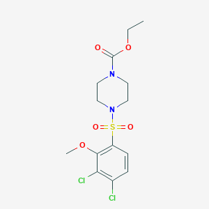 molecular formula C14H18Cl2N2O5S B369317 Piperazine-1-carboxylic acid, 4-(3,4-dichloro-2-methoxybenzenesulfonyl)-, ethyl ester CAS No. 681852-59-5