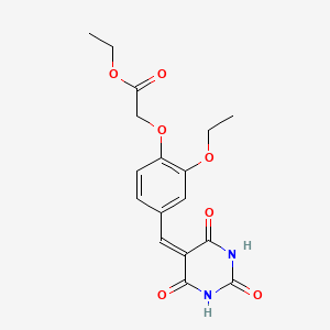 molecular formula C17H18N2O7 B3693172 ETHYL 2-{2-ETHOXY-4-[(2,4,6-TRIOXO-1,3-DIAZINAN-5-YLIDENE)METHYL]PHENOXY}ACETATE 