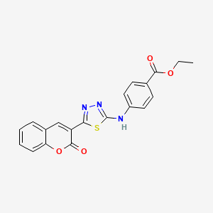 molecular formula C20H15N3O4S B3693364 ethyl 4-{[5-(2-oxo-2H-chromen-3-yl)-1,3,4-thiadiazol-2-yl]amino}benzoate 