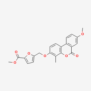 molecular formula C22H18O7 B3693394 Methyl 5-[({8-methoxy-4-methyl-6-oxo-6H-benzo[C]chromen-3-YL}oxy)methyl]furan-2-carboxylate 