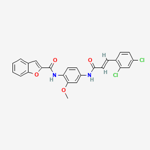 molecular formula C25H18Cl2N2O4 B3693955 N-(4-{[3-(2,4-dichlorophenyl)acryloyl]amino}-2-methoxyphenyl)-1-benzofuran-2-carboxamide 