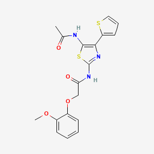 molecular formula C18H17N3O4S2 B3693965 N-[(2Z)-5-(acetylamino)-4-(thiophen-2-yl)-1,3-thiazol-2(3H)-ylidene]-2-(2-methoxyphenoxy)acetamide 