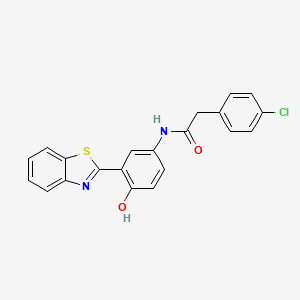 molecular formula C21H15ClN2O2S B3694252 N-[3-(1,3-benzothiazol-2-yl)-4-hydroxyphenyl]-2-(4-chlorophenyl)acetamide 