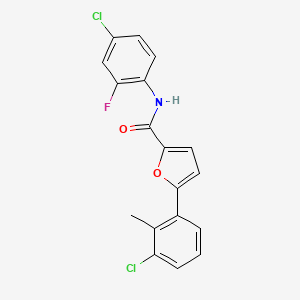 molecular formula C18H12Cl2FNO2 B3694335 N-(4-chloro-2-fluorophenyl)-5-(3-chloro-2-methylphenyl)furan-2-carboxamide 
