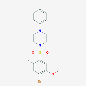 molecular formula C18H21BrN2O3S B369444 1-((4-Bromo-5-methoxy-2-methylphenyl)sulfonyl)-4-phenylpiperazine CAS No. 898650-79-8