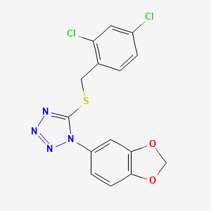 molecular formula C15H10Cl2N4O2S B3694534 1-(1,3-benzodioxol-5-yl)-5-[(2,4-dichlorobenzyl)thio]-1H-tetrazole 