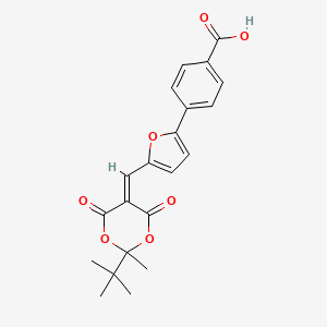 molecular formula C21H20O7 B3694709 4-{5-[(2-Tert-butyl-2-methyl-4,6-dioxo-1,3-dioxan-5-ylidene)methyl]furan-2-yl}benzoic acid 