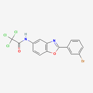 molecular formula C15H8BrCl3N2O2 B3694766 N-[2-(3-bromophenyl)-1,3-benzoxazol-5-yl]-2,2,2-trichloroacetamide 