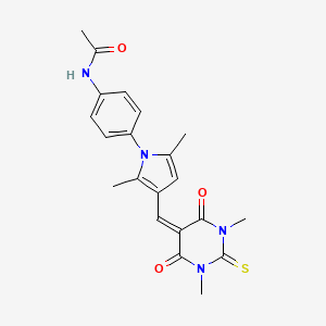 molecular formula C21H22N4O3S B3694772 N-[4-[3-[(1,3-dimethyl-4,6-dioxo-2-sulfanylidene-1,3-diazinan-5-ylidene)methyl]-2,5-dimethylpyrrol-1-yl]phenyl]acetamide 