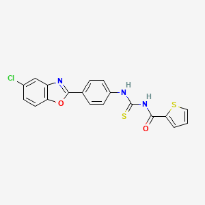 molecular formula C19H12ClN3O2S2 B3694873 N-[[4-(5-chloro-1,3-benzoxazol-2-yl)phenyl]carbamothioyl]thiophene-2-carboxamide 