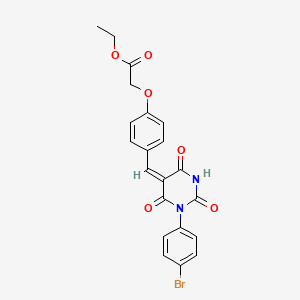 molecular formula C21H17BrN2O6 B3694961 ETHYL 2-(4-{[(5E)-1-(4-BROMOPHENYL)-2,4,6-TRIOXO-1,3-DIAZINAN-5-YLIDENE]METHYL}PHENOXY)ACETATE 
