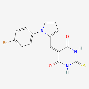 molecular formula C15H10BrN3O2S B3695007 5-{[1-(4-BROMOPHENYL)-1H-PYRROL-2-YL]METHYLIDENE}-2-SULFANYLIDENE-1,3-DIAZINANE-4,6-DIONE 