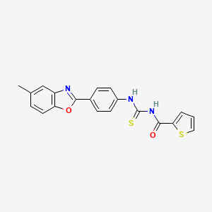 molecular formula C20H15N3O2S2 B3695089 N-{[4-(5-methyl-1,3-benzoxazol-2-yl)phenyl]carbamothioyl}thiophene-2-carboxamide 
