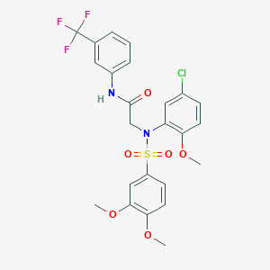molecular formula C24H22ClF3N2O6S B3695121 N~2~-(5-chloro-2-methoxyphenyl)-N~2~-[(3,4-dimethoxyphenyl)sulfonyl]-N-[3-(trifluoromethyl)phenyl]glycinamide 