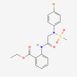 molecular formula C18H19BrN2O5S B3695200 ethyl 2-{[N-(4-bromophenyl)-N-(methylsulfonyl)glycyl]amino}benzoate 
