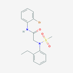 molecular formula C17H19BrN2O3S B3695236 N-(2-bromophenyl)-2-(2-ethyl-N-methylsulfonylanilino)acetamide CAS No. 6204-58-6
