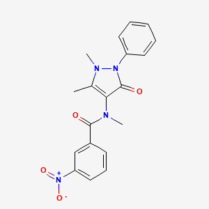 molecular formula C19H18N4O4 B3695336 N-(1,5-dimethyl-3-oxo-2-phenylpyrazol-4-yl)-N-methyl-3-nitrobenzamide 