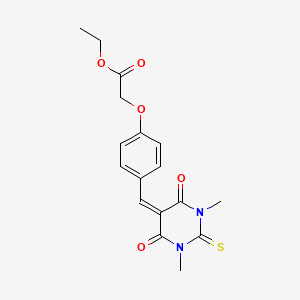 molecular formula C17H18N2O5S B3695424 ethyl {4-[(1,3-dimethyl-4,6-dioxo-2-thioxotetrahydro-5(2H)-pyrimidinylidene)methyl]phenoxy}acetate 