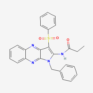 molecular formula C26H22N4O3S B3695499 N-[1-benzyl-3-(phenylsulfonyl)-1H-pyrrolo[2,3-b]quinoxalin-2-yl]propanamide 
