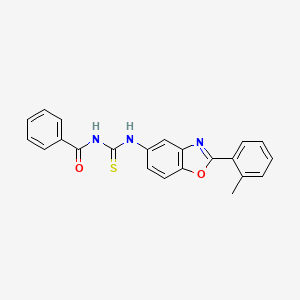 molecular formula C22H17N3O2S B3695560 N-{[2-(2-methylphenyl)-1,3-benzoxazol-5-yl]carbamothioyl}benzamide 