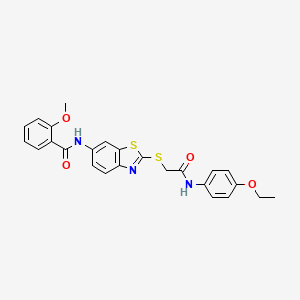 molecular formula C25H23N3O4S2 B3695583 N-[2-[2-(4-ethoxyanilino)-2-oxoethyl]sulfanyl-1,3-benzothiazol-6-yl]-2-methoxybenzamide 