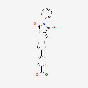 molecular formula C22H15NO5S B3695631 methyl 4-{5-[(Z)-(2,4-dioxo-3-phenyl-1,3-thiazolidin-5-ylidene)methyl]furan-2-yl}benzoate 