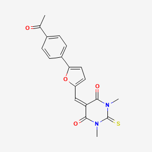 molecular formula C19H16N2O4S B3695672 5-{[5-(4-acetylphenyl)-2-furyl]methylene}-1,3-dimethyl-2-thioxodihydro-4,6(1H,5H)-pyrimidinedione 