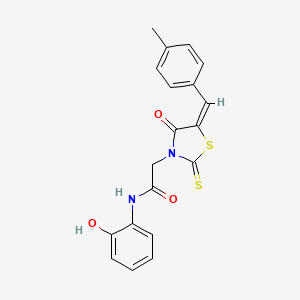 molecular formula C19H16N2O3S2 B3695713 N-(2-hydroxyphenyl)-2-[(5E)-5-[(4-methylphenyl)methylidene]-4-oxo-2-sulfanylidene-1,3-thiazolidin-3-yl]acetamide 