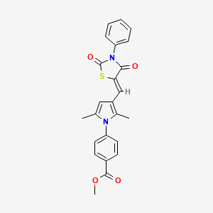 molecular formula C24H20N2O4S B3695763 methyl 4-{3-[(Z)-(2,4-dioxo-3-phenyl-1,3-thiazolidin-5-ylidene)methyl]-2,5-dimethyl-1H-pyrrol-1-yl}benzoate 