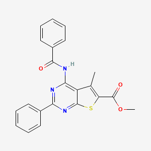 molecular formula C22H17N3O3S B3695810 Methyl 4-benzamido-5-methyl-2-phenylthieno[2,3-d]pyrimidine-6-carboxylate 