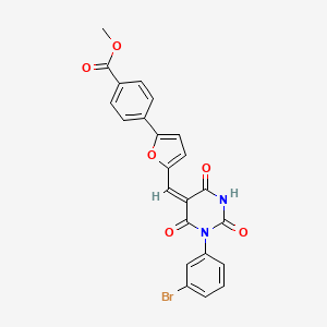 molecular formula C23H15BrN2O6 B3695850 Methyl 4-(5-{[(5E)-1-(3-bromophenyl)-2,4,6-trioxo-1,3-diazinan-5-ylidene]methyl}furan-2-YL)benzoate 