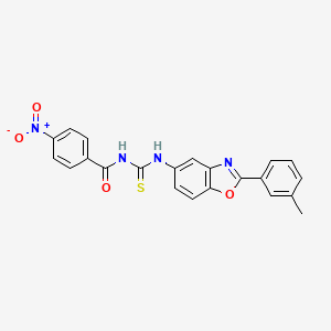 molecular formula C22H16N4O4S B3695881 N-{[2-(3-methylphenyl)-1,3-benzoxazol-5-yl]carbamothioyl}-4-nitrobenzamide 