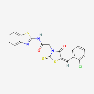 molecular formula C19H12ClN3O2S3 B3695918 N-1,3-benzothiazol-2-yl-2-[5-(2-chlorobenzylidene)-4-oxo-2-thioxo-1,3-thiazolidin-3-yl]acetamide 