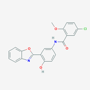 molecular formula C21H15ClN2O4 B369601 N-[3-(1,3-benzoxazol-2-yl)-4-hydroxyphenyl]-5-chloro-2-methoxybenzamide 