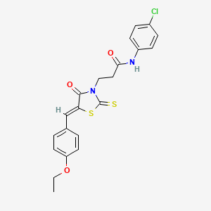molecular formula C21H19ClN2O3S2 B3696215 N-(4-chlorophenyl)-3-[(5Z)-5-[(4-ethoxyphenyl)methylidene]-4-oxo-2-sulfanylidene-1,3-thiazolidin-3-yl]propanamide 