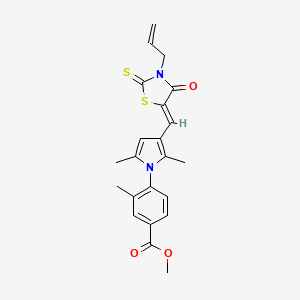 molecular formula C22H22N2O3S2 B3696220 methyl 4-(2,5-dimethyl-3-{(Z)-[4-oxo-3-(prop-2-en-1-yl)-2-thioxo-1,3-thiazolidin-5-ylidene]methyl}-1H-pyrrol-1-yl)-3-methylbenzoate 