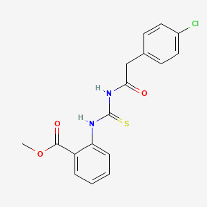 molecular formula C17H15ClN2O3S B3696304 Methyl 2-({[(4-chlorophenyl)acetyl]carbamothioyl}amino)benzoate 