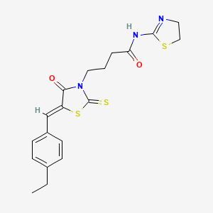 molecular formula C19H21N3O2S3 B3696443 N-(4,5-dihydro-1,3-thiazol-2-yl)-4-[(5Z)-5-(4-ethylbenzylidene)-4-oxo-2-thioxo-1,3-thiazolidin-3-yl]butanamide 