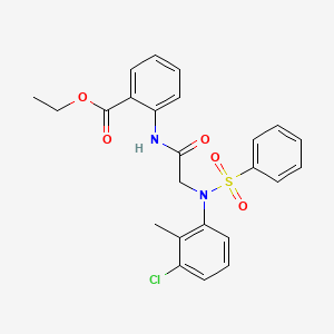 molecular formula C24H23ClN2O5S B3696516 ethyl 2-{[N-(3-chloro-2-methylphenyl)-N-(phenylsulfonyl)glycyl]amino}benzoate 