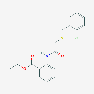 molecular formula C18H18ClNO3S B3696542 Ethyl 2-[[2-[(2-chlorophenyl)methylsulfanyl]acetyl]amino]benzoate 