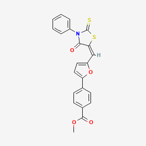 molecular formula C22H15NO4S2 B3696636 METHYL 4-(5-{[(5E)-4-OXO-3-PHENYL-2-SULFANYLIDENE-1,3-THIAZOLIDIN-5-YLIDENE]METHYL}FURAN-2-YL)BENZOATE 
