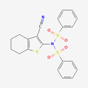 molecular formula C21H18N2O4S3 B3696950 N-(3-cyano-4,5,6,7-tetrahydro-1-benzothien-2-yl)-N-(phenylsulfonyl)benzenesulfonamide 