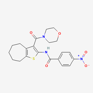 molecular formula C21H23N3O5S B3697153 N-[3-(morpholine-4-carbonyl)-5,6,7,8-tetrahydro-4H-cyclohepta[b]thiophen-2-yl]-4-nitrobenzamide 