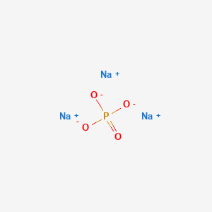 molecular formula Anhydrous: Na3PO4;  Hydrated: Na3PO4nH2O (n = 1/2, 1, 6, 8, or 12)<br>Na3PO4<br>Na3O4P B036972 Trisodium phosphate CAS No. 7601-54-9